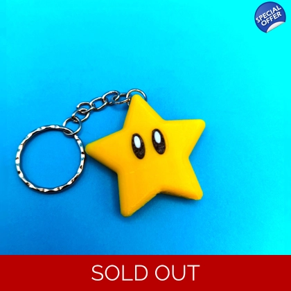 Super Mario - Super Star - 3D Printed Keyring